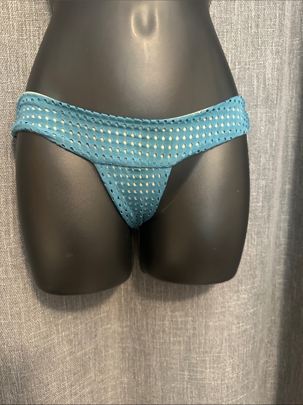 Teal Perforated Bikini Bottom